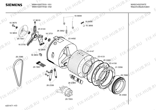 Взрыв-схема стиральной машины Siemens WM41020 SIWAMAT 4102 - Схема узла 03