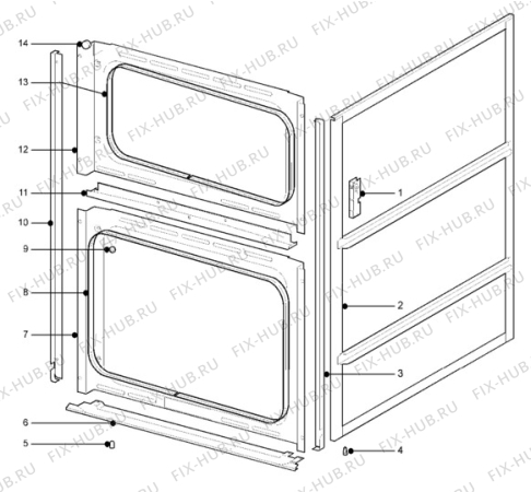 Взрыв-схема плиты (духовки) Electrolux ED925W - Схема узла H10 Outer Frame