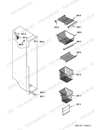 Схема №5 20RU-D1 A+ SF с изображением Рукоятка для холодильной камеры Whirlpool 481246268995