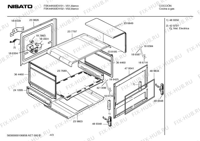 Взрыв-схема плиты (духовки) Nisato FSK44K60EH NISATO - STRATUS II - Схема узла 03