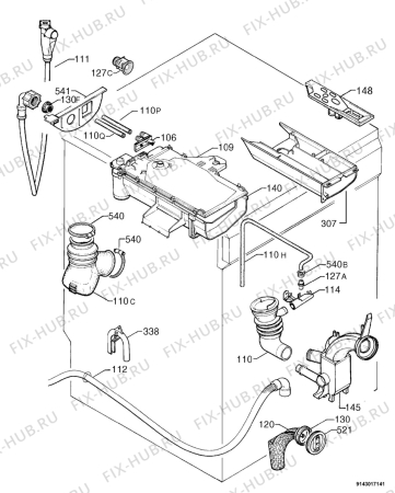 Схема №1 EW1224I с изображением Труба для стиралки Aeg 1240145852