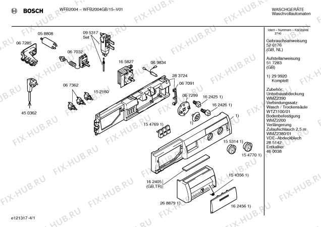 Схема №2 WFB2004GB BOSCH WFB 2004 с изображением Панель управления для стиралки Bosch 00299920