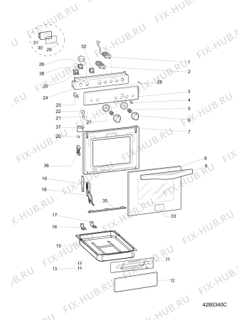 Взрыв-схема плиты (духовки) Indesit KN6G6SAWFRS (F081254) - Схема узла