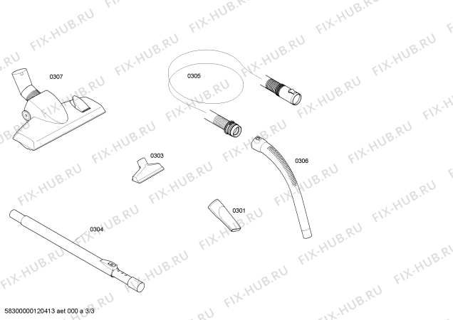 Взрыв-схема пылесоса Bosch BSA3510 - Схема узла 03