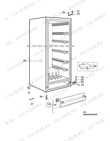 Взрыв-схема холодильника Privileg 086695-4/40822 - Схема узла C10 Cabinet