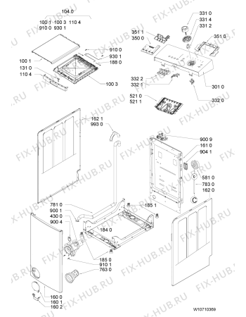 Схема №1 EV 1060 с изображением Декоративная панель для стиралки Whirlpool 481010555659