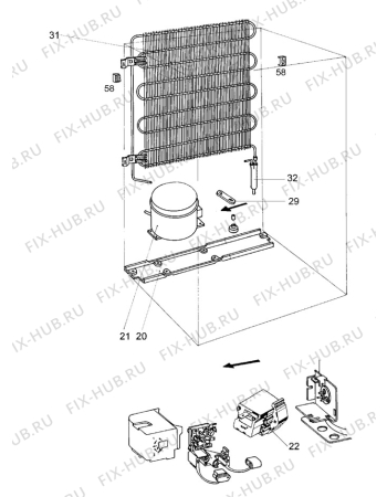 Взрыв-схема холодильника Kelvinator KR210 - Схема узла Cooling system 017