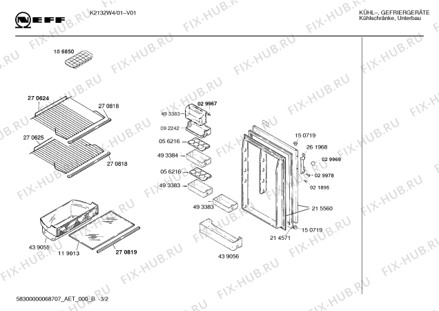 Схема №2 K2132W4 с изображением Поднос для холодильника Bosch 00493384