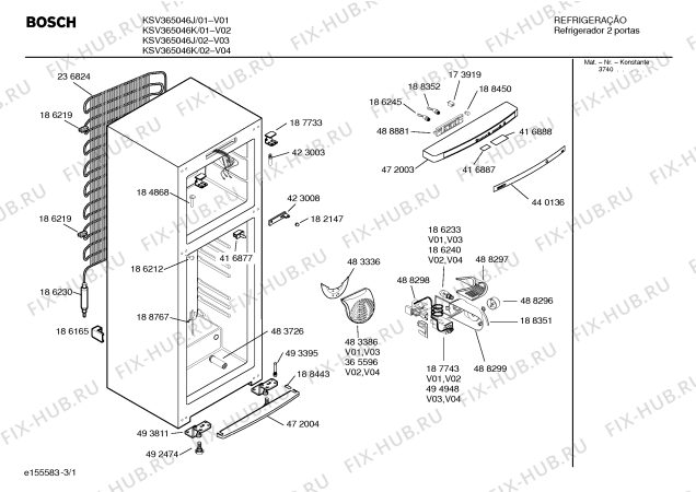 Схема №2 KSG345006J REFRIG.BOSCH 330L 127V BRANCO с изображением Ручка двери для холодильной камеры Bosch 00494183