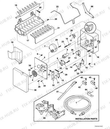 Взрыв-схема холодильника Electrolux ENL62981X1 - Схема узла Icemaker