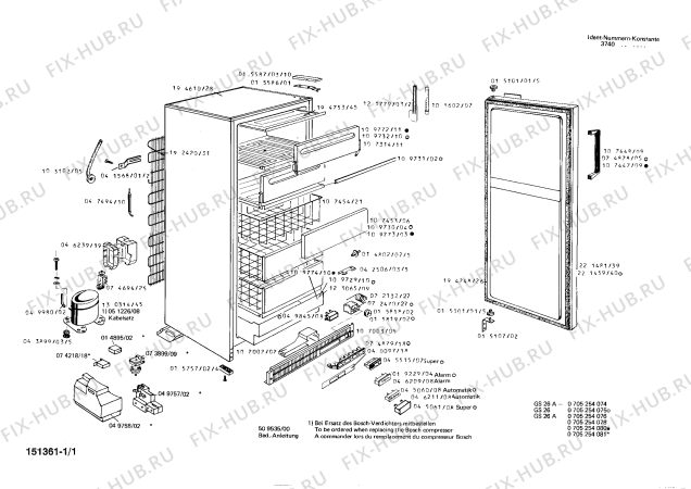 Схема №1 0705254094 GS262 с изображением Стартовое реле для холодильной камеры Bosch 00074694