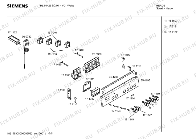 Схема №2 HL54625EU с изображением Панель управления для духового шкафа Siemens 00354195