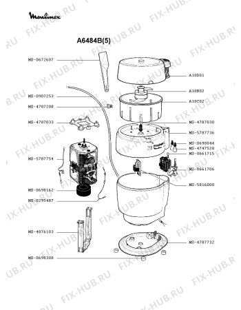 Взрыв-схема кухонного комбайна Moulinex A6484B(5) - Схема узла HP001218.5P5