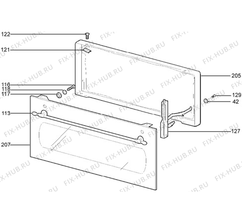 Взрыв-схема плиты (духовки) Parkinson Cowan OVAT60T&CRDL - Схема узла H10 Grill door assy