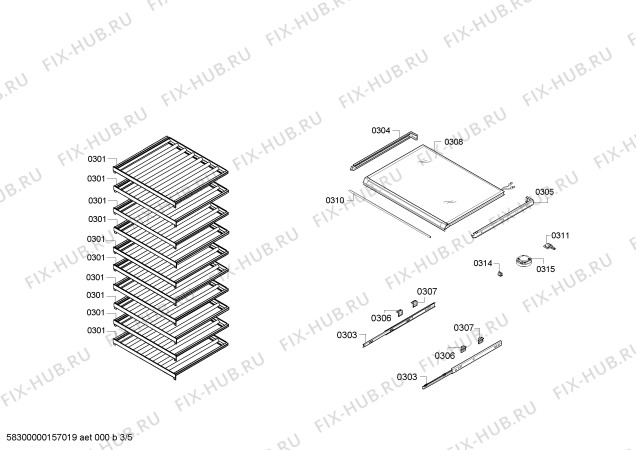 Взрыв-схема холодильника Gaggenau RW464261 - Схема узла 03