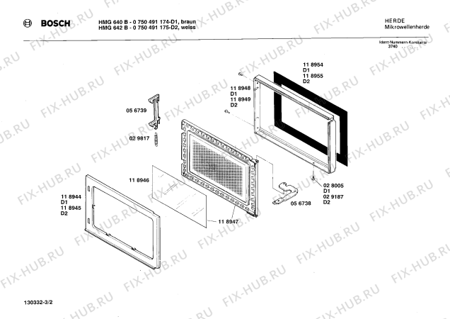 Схема №1 0750491174 HMG640B с изображением Панель для микроволновой печи Bosch 00086322