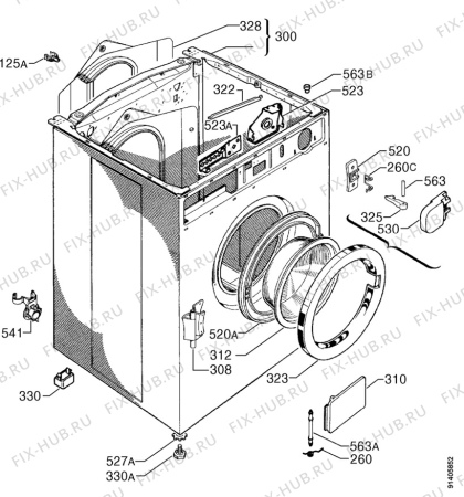 Взрыв-схема стиральной машины Zanussi FLS502C - Схема узла Cabinet + armatures