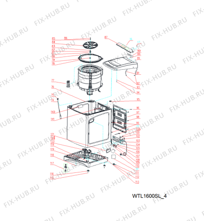 Схема №1 WTL 1600 SL с изображением Ручка двери Whirlpool 482000022483