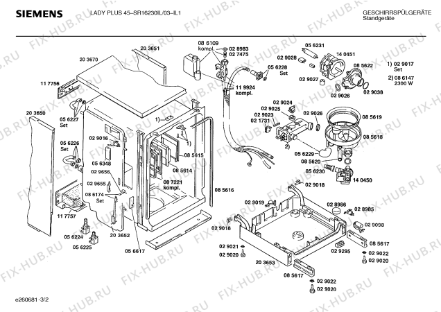 Взрыв-схема посудомоечной машины Siemens SR16230IL - Схема узла 02