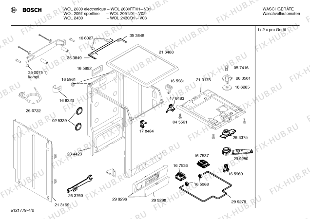 Схема №2 WOL205T sportline с изображением Таблица программ для стиралки Bosch 00528862