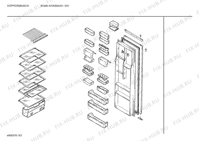 Взрыв-схема холодильника Kueppersbusch KIVKB24 IK328 - Схема узла 02