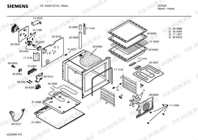 Схема №3 HL54425SC с изображением Инструкция по эксплуатации для духового шкафа Siemens 00523384