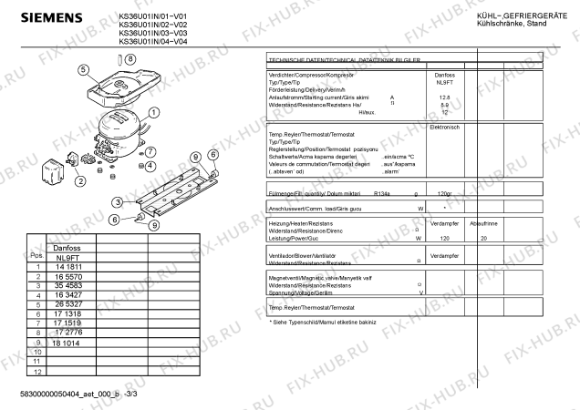 Взрыв-схема холодильника Siemens KS36U01IN - Схема узла 03