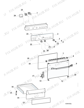 Взрыв-схема плиты (духовки) Whirlpool ACMT5131WH2 (F095405) - Схема узла