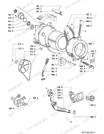 Схема №1 AWM 8123 NA с изображением Кнопка, ручка переключения для стиральной машины Whirlpool 481251318114