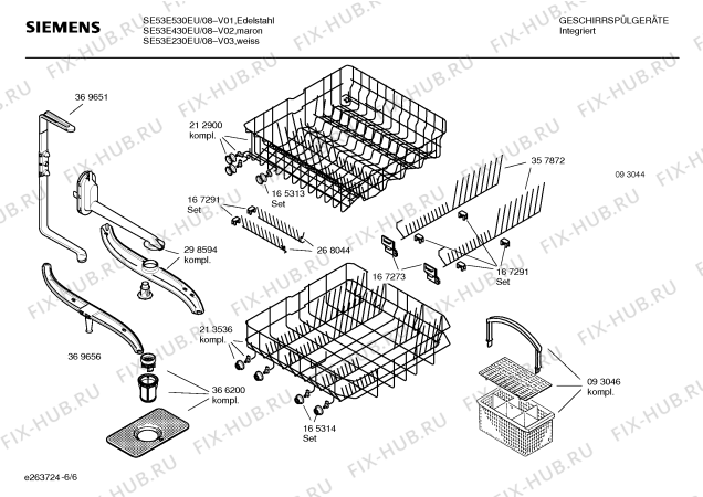 Взрыв-схема посудомоечной машины Siemens SE53E430EU - Схема узла 06