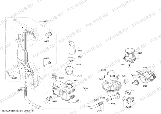 Взрыв-схема посудомоечной машины Siemens SN65M004EU - Схема узла 04