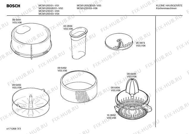 Взрыв-схема кухонного комбайна Bosch MCM1205 - Схема узла 03