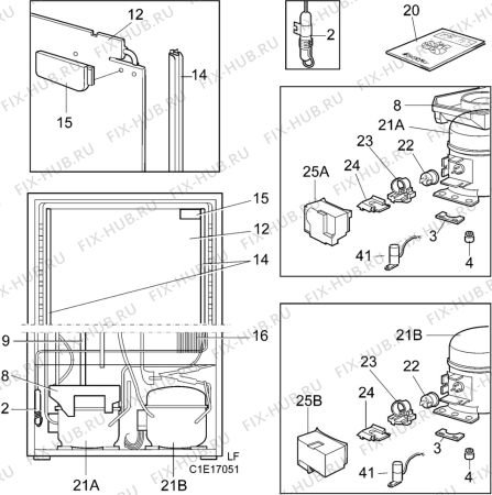 Взрыв-схема холодильника Electrolux AR8418B - Схема узла C10 Cold, users manual