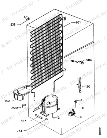 Взрыв-схема холодильника Faure FRD238W - Схема узла Cooling system 017