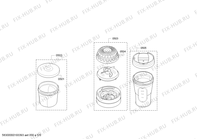 Взрыв-схема кухонного комбайна Bosch MUM58253 - Схема узла 05