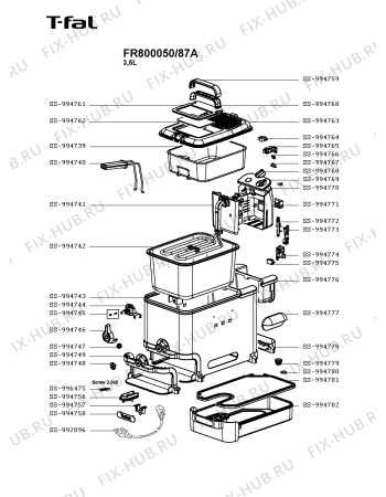 Схема №1 FR800051/87A с изображением Обшивка для тостера (фритюрницы) Seb SS-994769