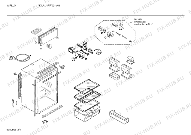 Схема №2 KILAIR1FF с изображением Поднос для холодильника Bosch 00278211