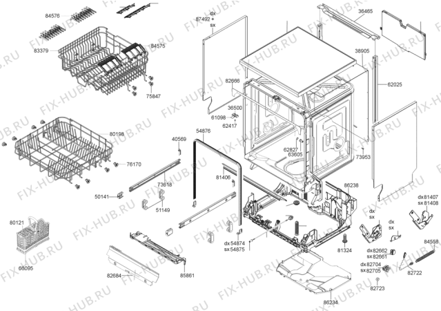 Взрыв-схема посудомоечной машины Gorenje GU61224X (313348, PMS60S) - Схема узла 04