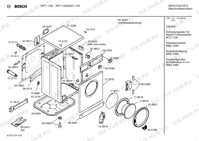 Взрыв-схема стиральной машины Bosch WFF1100GB WFF1100 - Схема узла 02