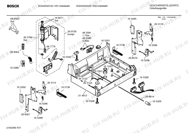 Взрыв-схема посудомоечной машины Bosch SGI43A45 - Схема узла 05