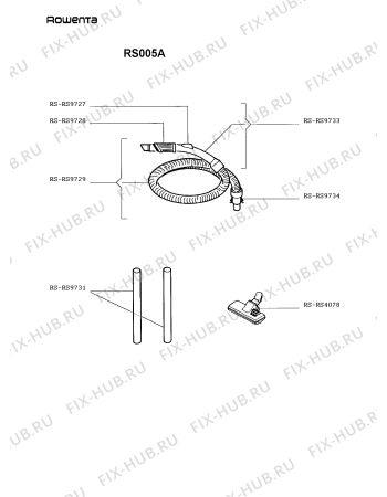 Взрыв-схема пылесоса Rowenta RS005A - Схема узла RS005A__.__1