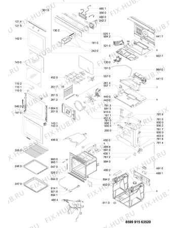 Схема №1 W7OS44S1P (F154160) с изображением Уплотнение для плиты (духовки) Indesit C00537622