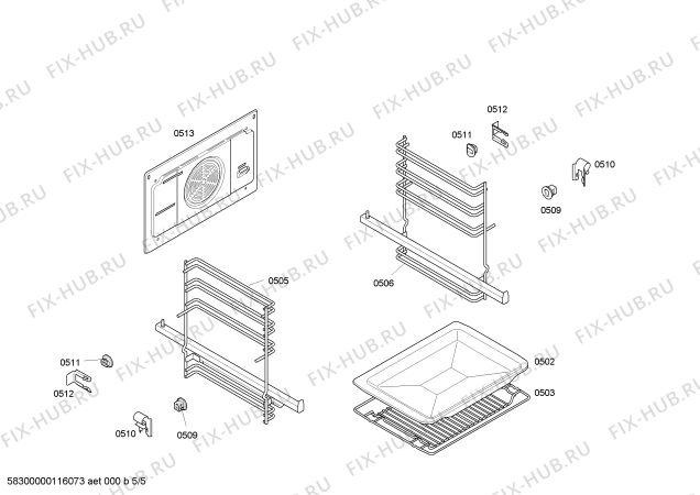 Взрыв-схема плиты (духовки) Lynx 4HT416XP Horno lynx ind.inox.multf.guias ec2 - Схема узла 05