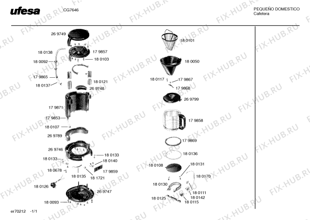Схема №1 CG7646 с изображением Пружина для электрокофеварки Bosch 00180117