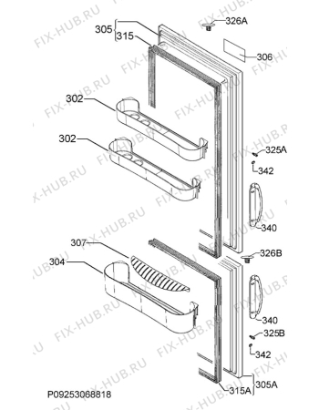 Взрыв-схема холодильника Zanussi ZRB35426XA - Схема узла Door 003