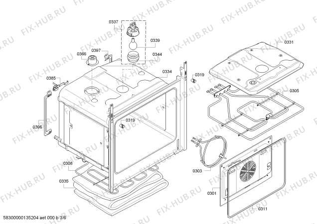 Взрыв-схема плиты (духовки) Bosch HEA53T350 - Схема узла 03