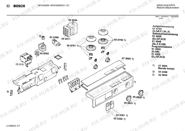 Схема №2 WOH2000 WOH 2000 с изображением Панель для стиралки Bosch 00273664
