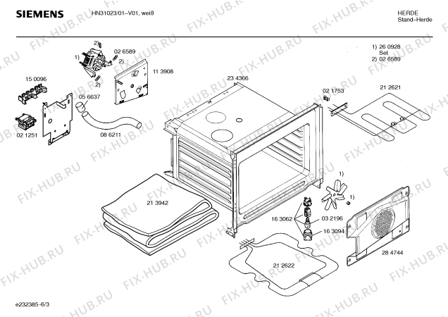 Взрыв-схема плиты (духовки) Siemens HN31023 - Схема узла 03