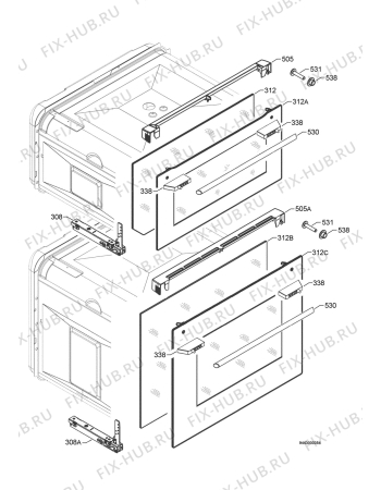 Взрыв-схема плиты (духовки) Electrolux EOD43103W - Схема узла Door