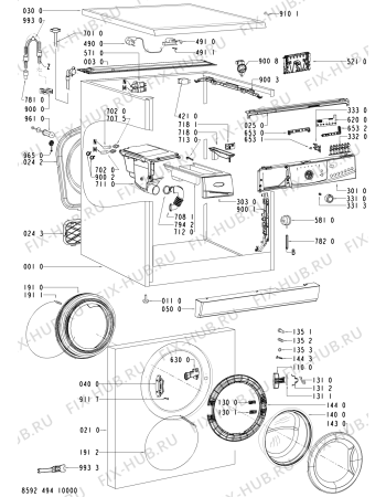 Схема №1 AWO/D 45134/1 с изображением Модуль (плата) для стиралки Whirlpool 480111100874
